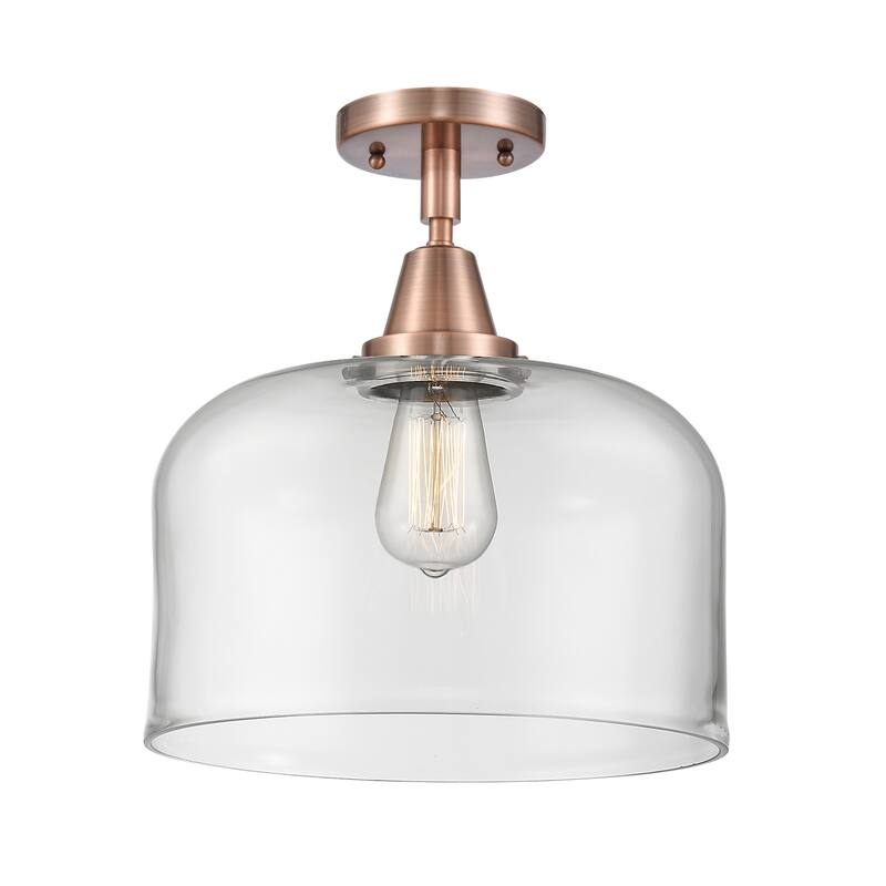 Innovations Lighting Caden Bell - 1 Light 12" Flush Mount - Clear/Antique Copper
