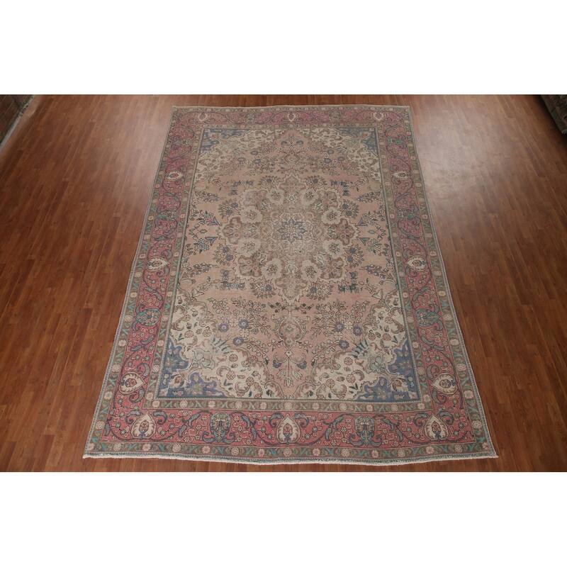 Tabriz Persian Vintage Area Rug Hand-knotted Wool Carpet - 8'10" x 12'10"