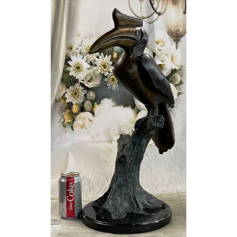 African Hornbill Coastal Bird 100 Percent Solid Bronze Sculpture Figurine Figure Statue