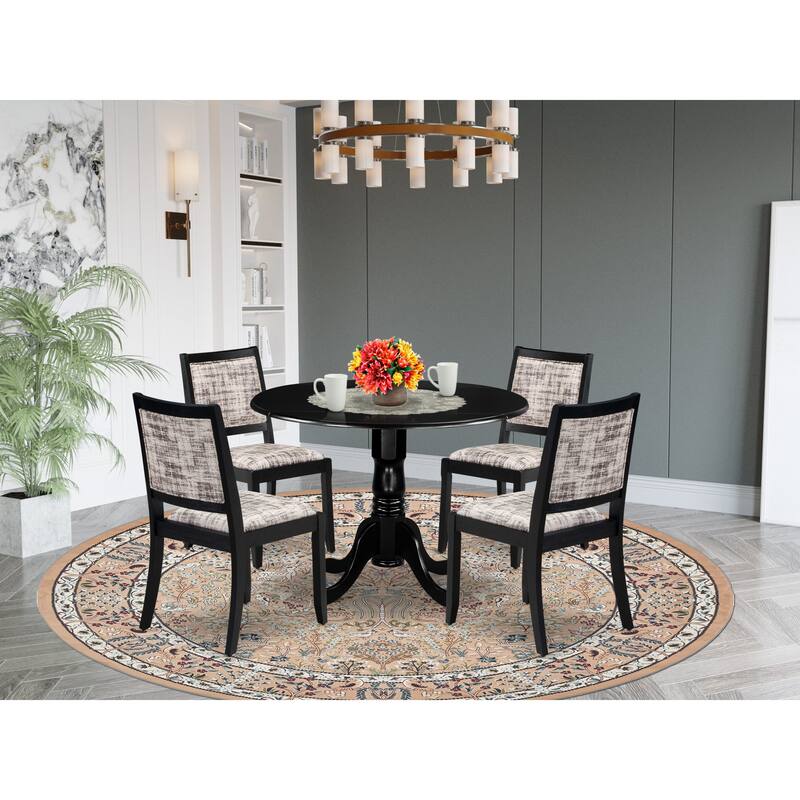 East West Furniture Dining Set Includes a Round Kitchen Table and Stackable Dining Chairs, Black (Pieces & Seat Type Options) - DLX25-BLK-30
