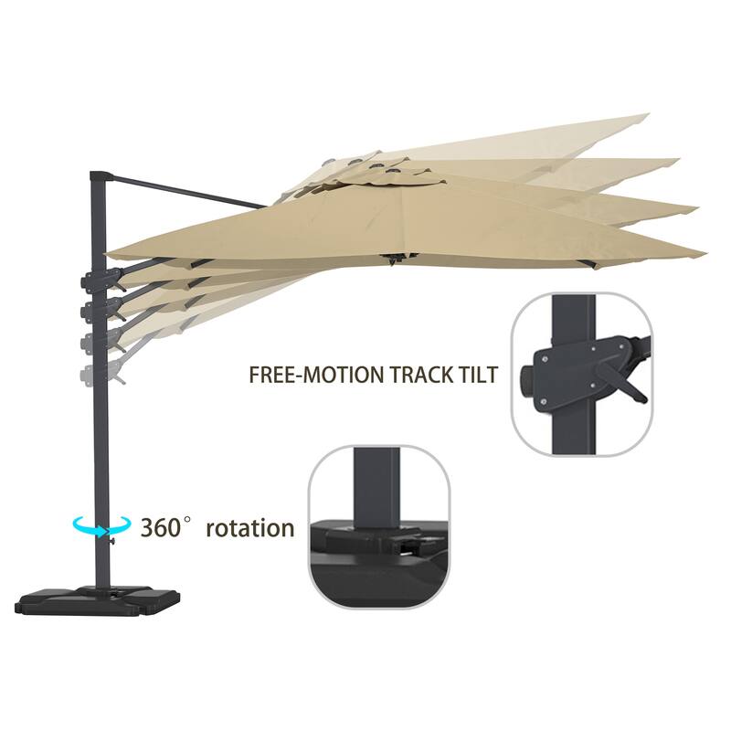 10FT Square Cantilever Patio Umbrella with Base