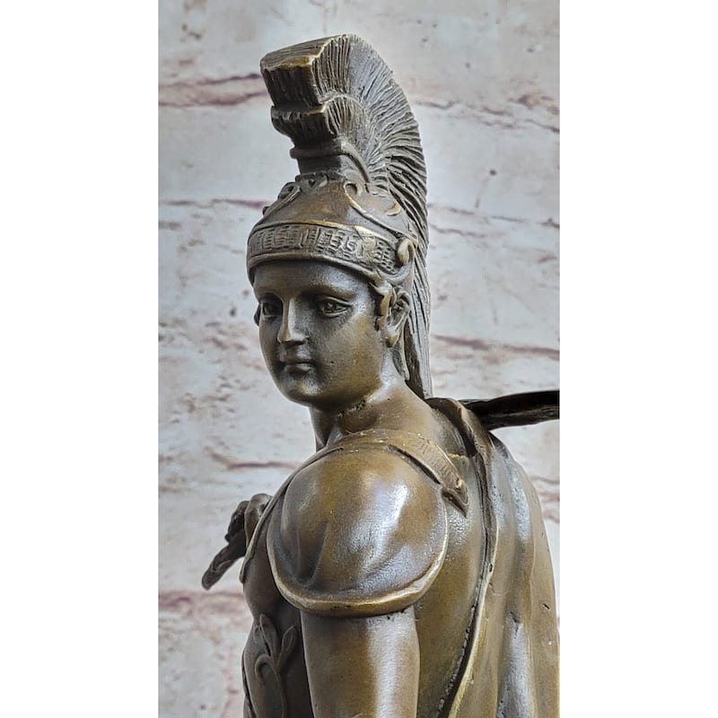 Art Deco Large Odysseus Roman Warrior Bronze Sculpture Marble Base Figure Decor