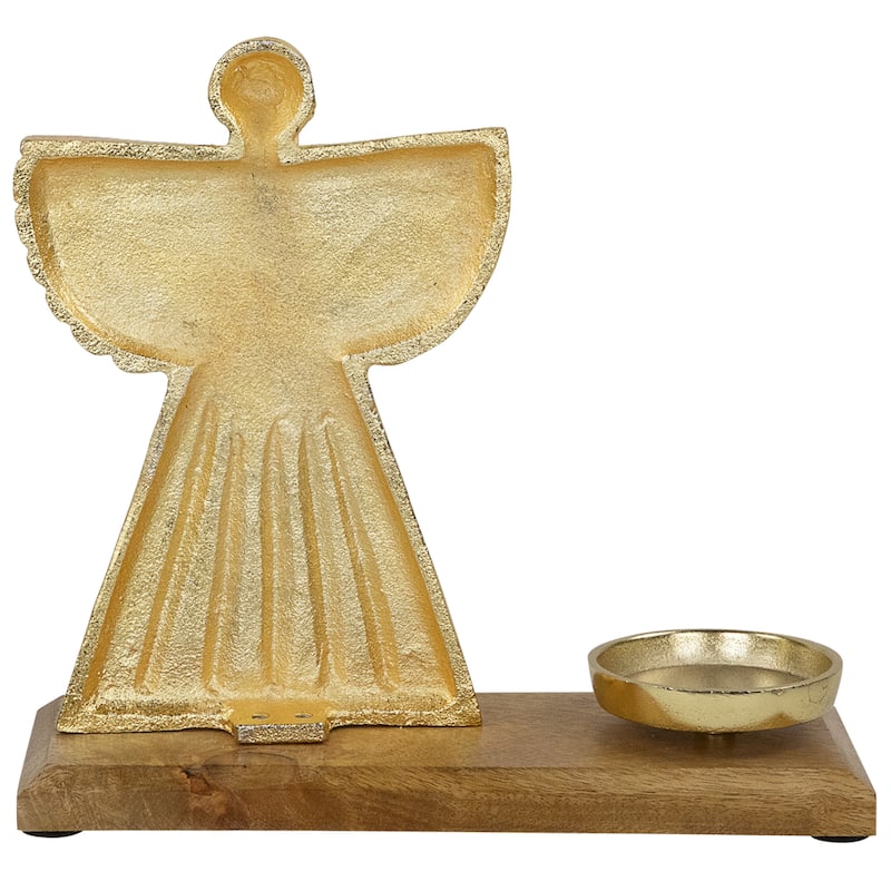 Heavenly Angel Metal Christmas Votive Holder - 10" - Gold
