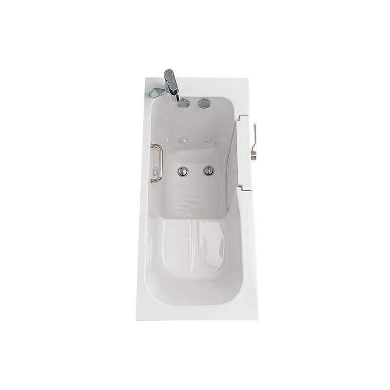 Ella Lounger 27"x60" Acrylic Hydro Massage Walk-In Bathtub with Outward Swing Door, 2 Piece Fast Fill Faucet, 2" Dual Drain