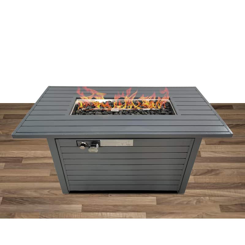 LSI 25'' H x 42'' W Steel Outdoor Fire Pit Table - Silver