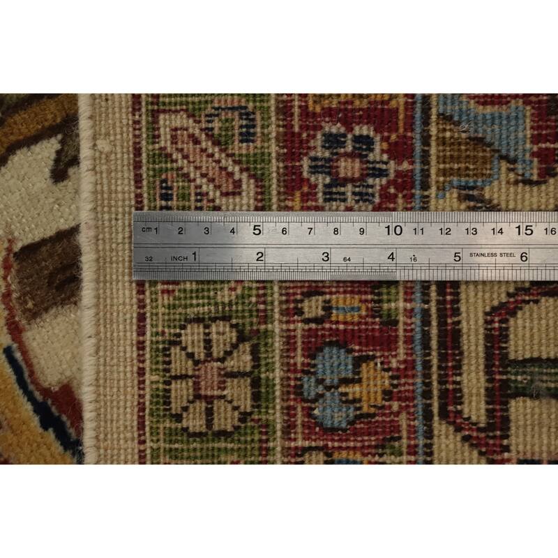 Hand Knotted Oriental 100% Wool Carpet Traditional Floral Beige & Ivories Tabriz Area Rug - 13' 7'' X 10' 4''