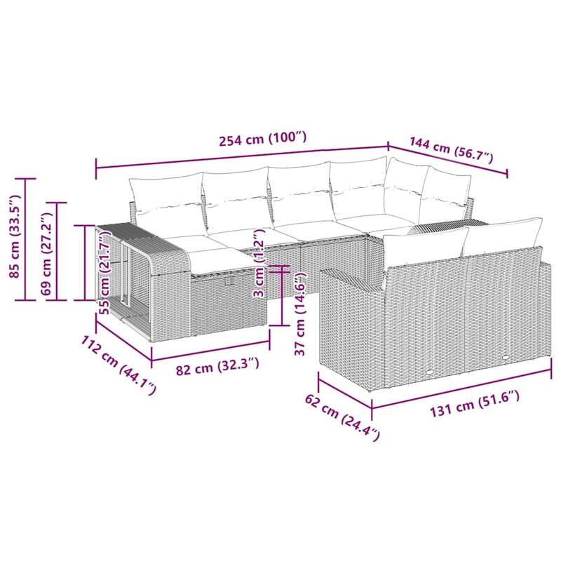 10-11 Piece Modular Garden Sofa Set