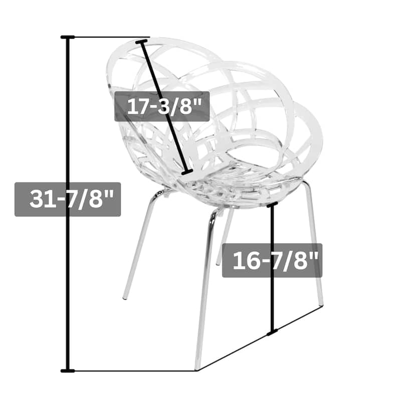 Furnish Theory Fleur-ML Stackable Dining Armchairs Arm Chairs Anti-UV Polycarbonate Shell & Chrome-Plated Steel Legs (Set of 2)