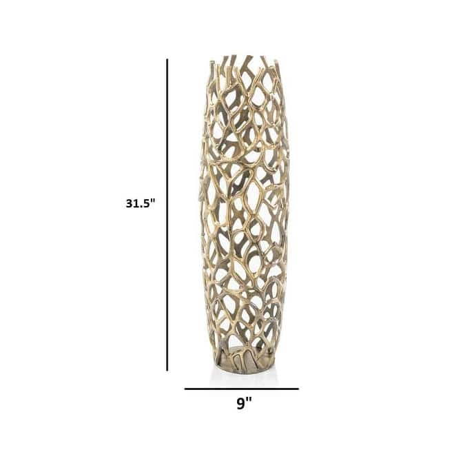 HomeRoots 47" Aluminum Gold Twigs Cylinder Floor Vase