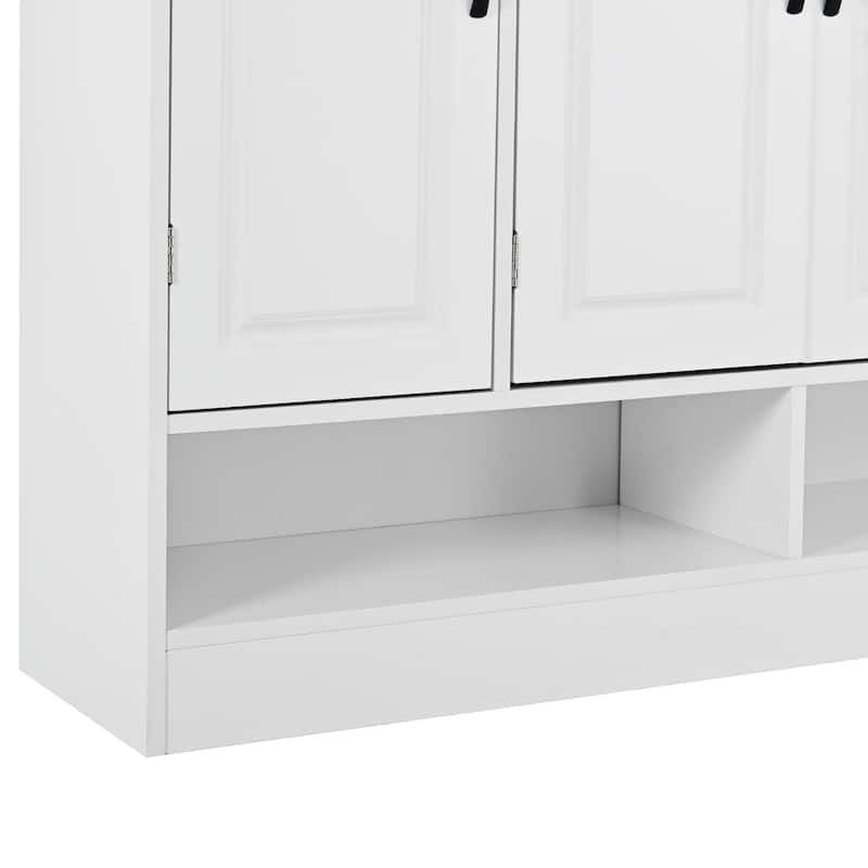 47 Inch Particle Board Modern Shoe Cabinet with Adjustable Shelves and Doors - 47" x 39" in.