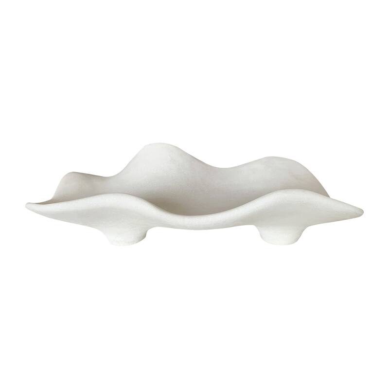 Decorative Quartz Tray for Home Decor - White, 19.5"
