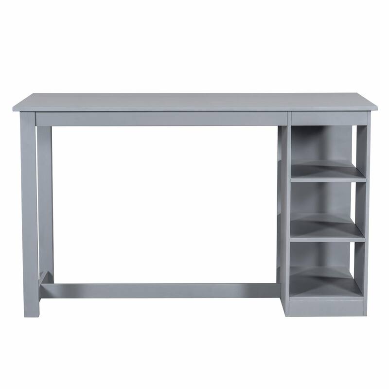 60"L x 30"W Solid Wood Farmhouse Counter Height Dining Table Set with 3-Tier Storage Shelves