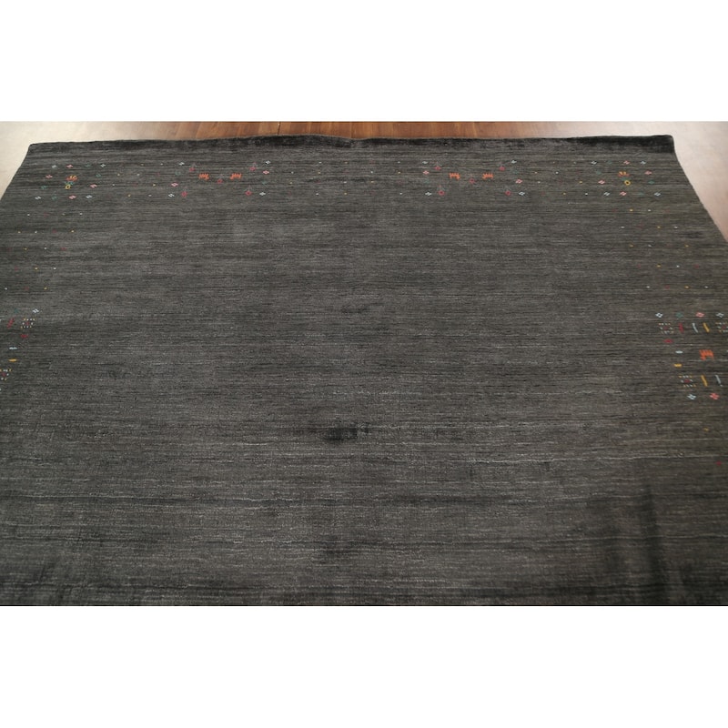 Gabbeh Area Rug Handmade Grey Tribal Wool Carpet - 8'3" x 9'8"