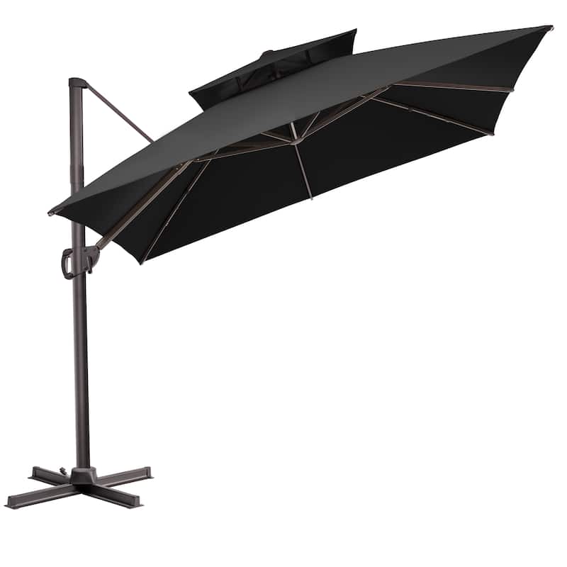 Pellebant 10 ft Square Patio Cantilever-Offset Umbrella 360 Degree Rotation