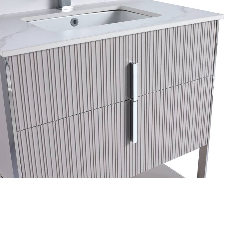 Fine Fixtures Serenity Modern Bathroom Vanity with White Carrara Stone Top