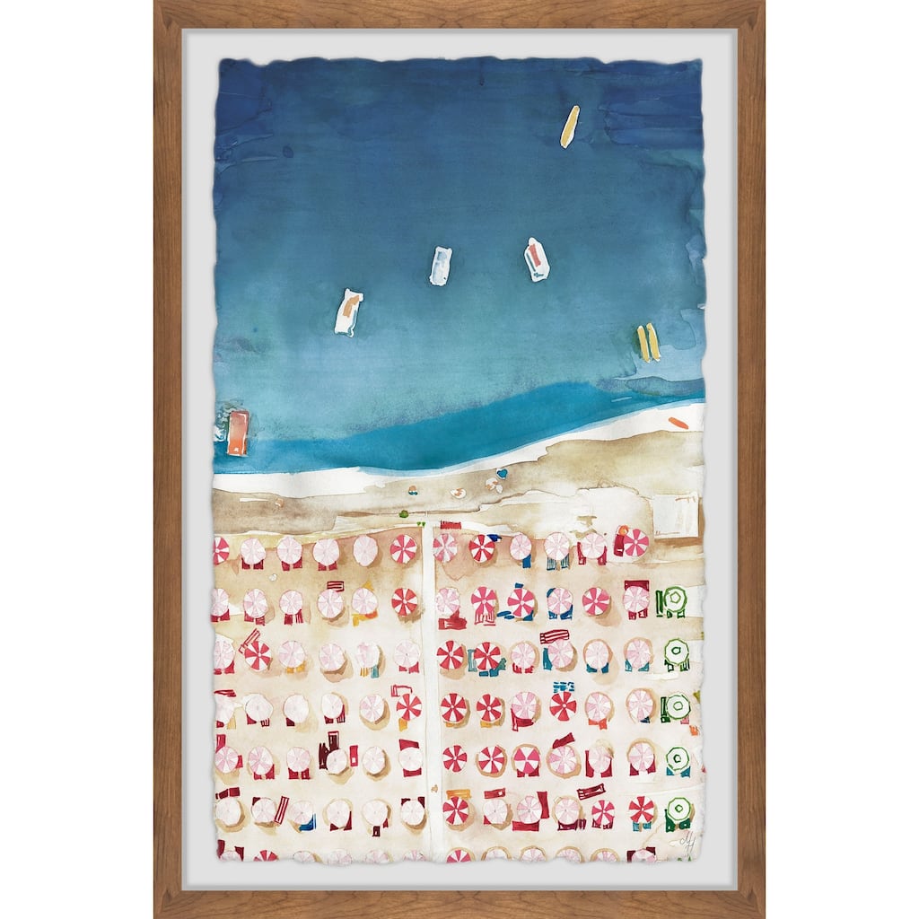Beach Scene Painting Print - 16x24 Framed Wall Art - Coastal Home Decor - Ready to Hang Artwork