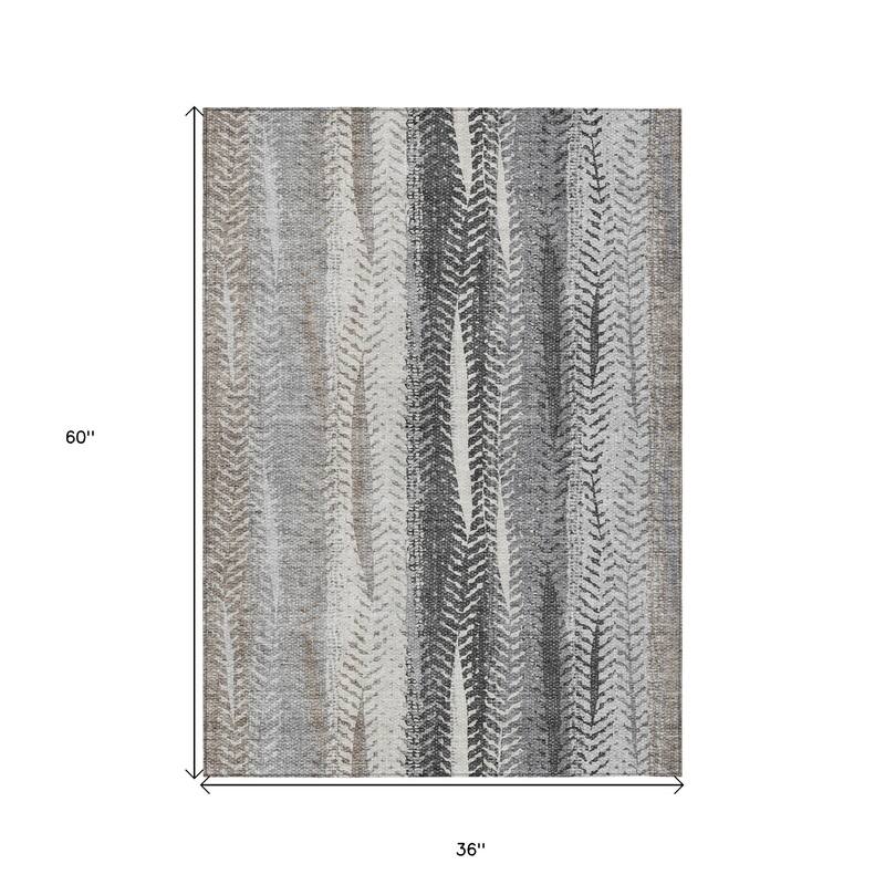 HomeRoots Botanical Leaves Transitional Rectangle Outdoor Rug