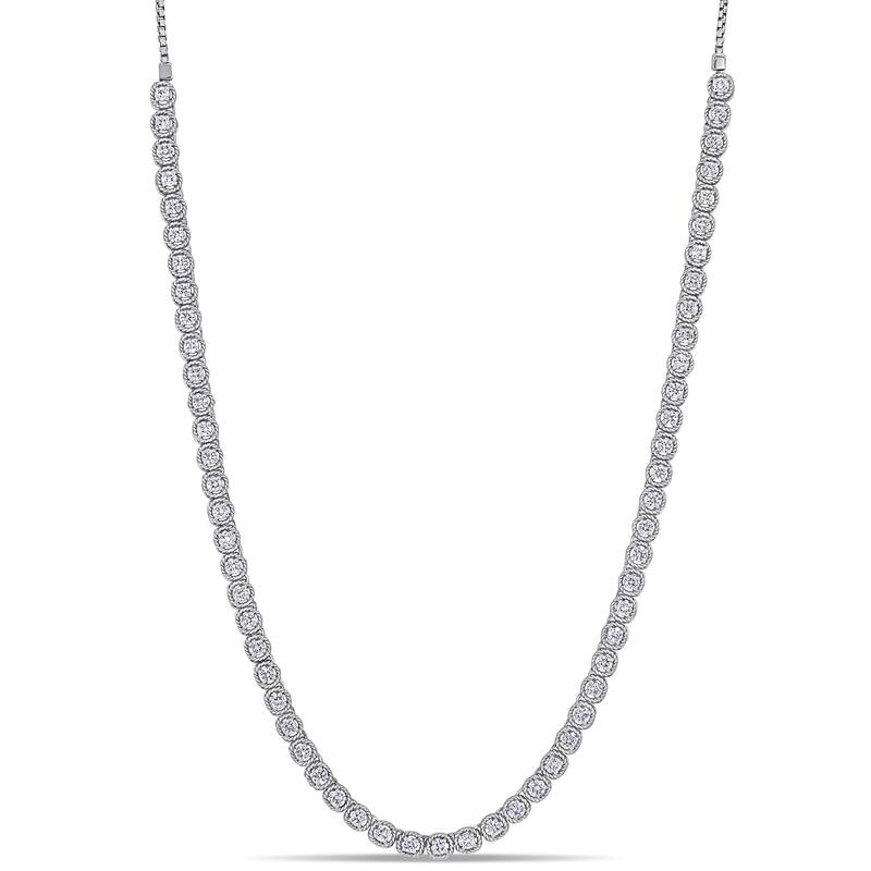 Miadora 14k White Gold Diamond Necklace 18.5" to 36"