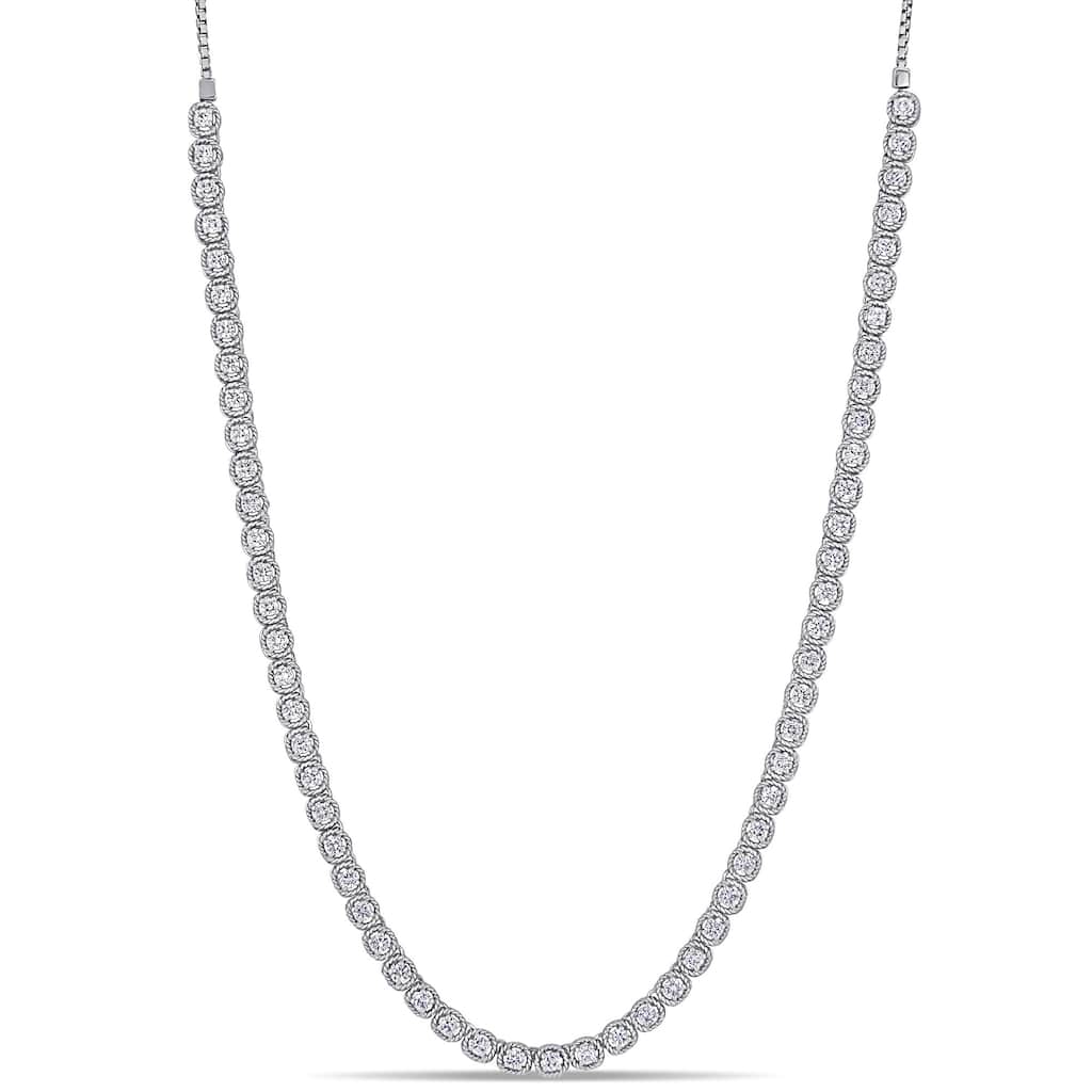 Miadora 14k White Gold Diamond Necklace 18.5" to 36"