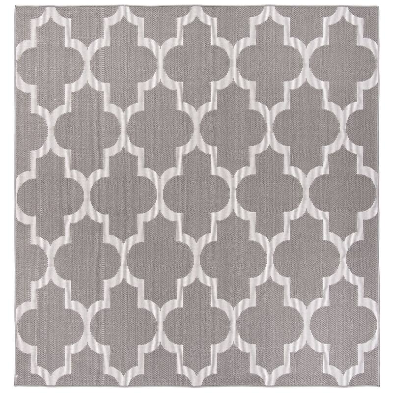 SAFAVIEH Bermuda Washable Hisako Indoor/ Outdoor Waterproof Rug - 6'7" Square - Grey/Ivory