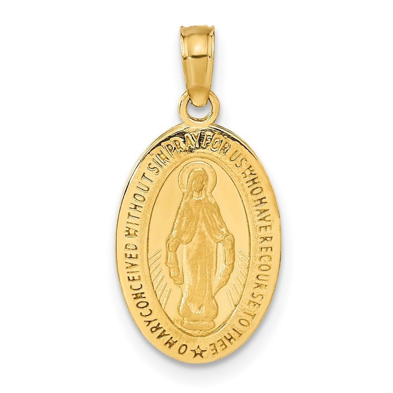 Curata 14k Yellow Gold 18" 16x11mm Miraculous Medal Pendant Necklace