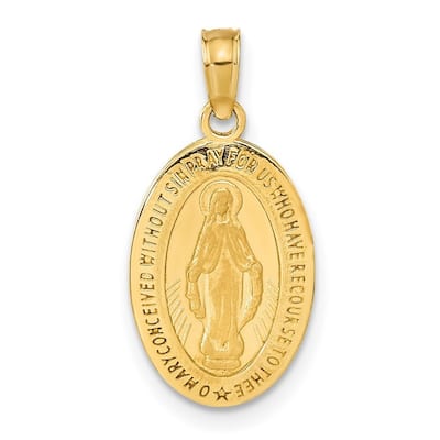 Curata 14k Yellow Gold 18" 16x11mm Miraculous Medal Pendant Necklace