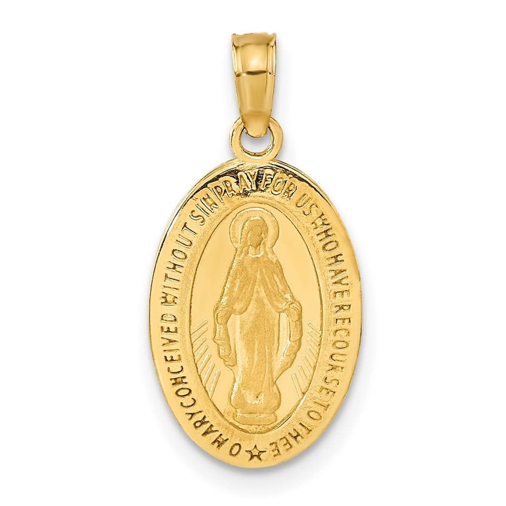 Curata 14k Yellow Gold 18" 16x11mm Miraculous Medal Pendant Necklace