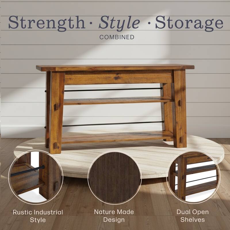 Carbon Loft Bahamondes Natural Solid Acacia Wood Console Table