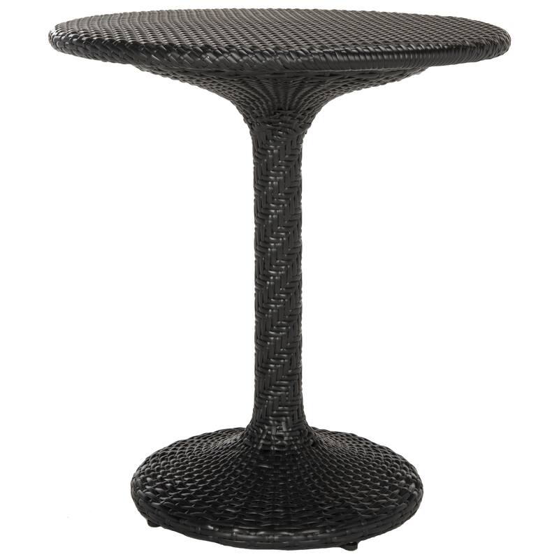 SAFAVIEH Outdoor Willow Black Rattan Bistro Table - 25.5" x 25.5" x 29" - 27Wx22Dx28H
