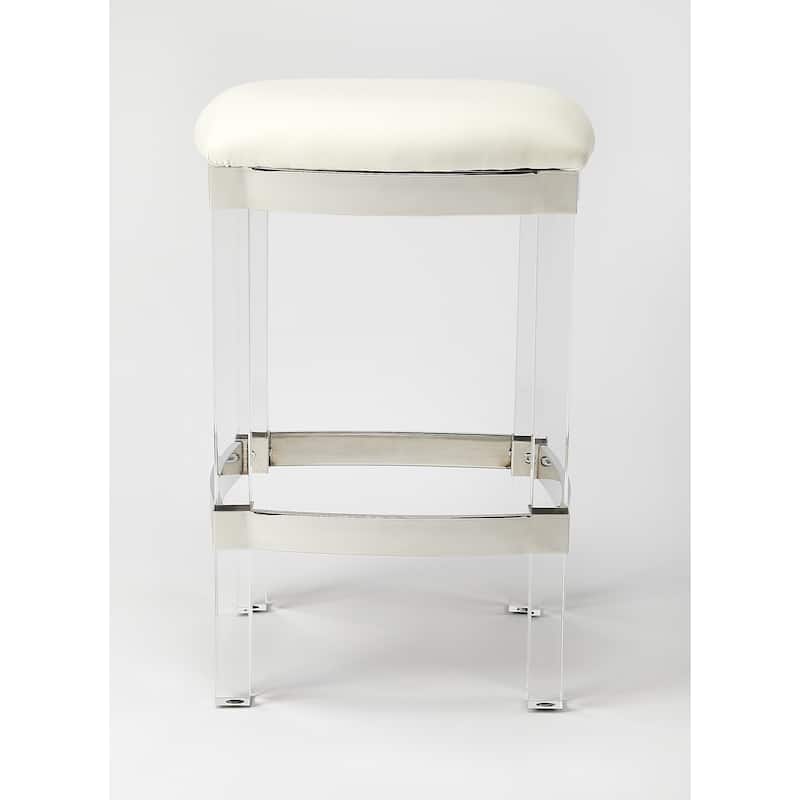 Butler Jordan Acrylic & White Leather Counter Stool