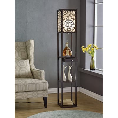 Etagere 63" Shelf Floor lamp with Shade and Drawer