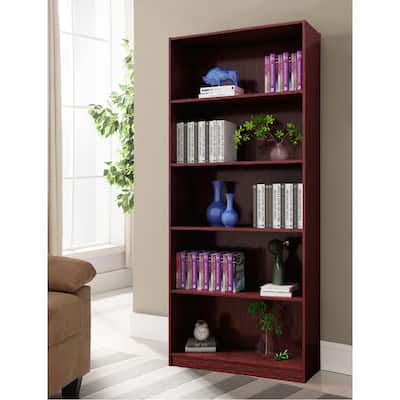 Five shelf wooden bookcase display cabinet