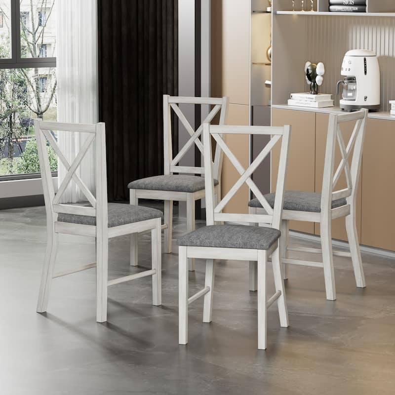 Javlergo Farmhouse Dining Chairs Set of 2/4/6, Kitchen Chairs with Square Back, 100% Solid Wood Legs Side Chairs