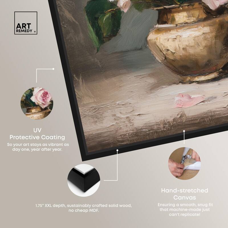 Pink Petals and Brass Canvas by Art Remedy