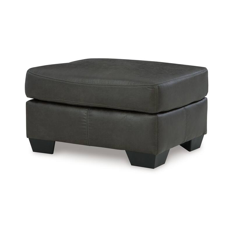 Limu Ottoman, 23x30 Inch, Corner Block, Classic Gray Faux Leather