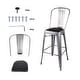 preview thumbnail 10 of 25, High Back Metal Barstool with Black/Brown Leather Cushion-Set of 4