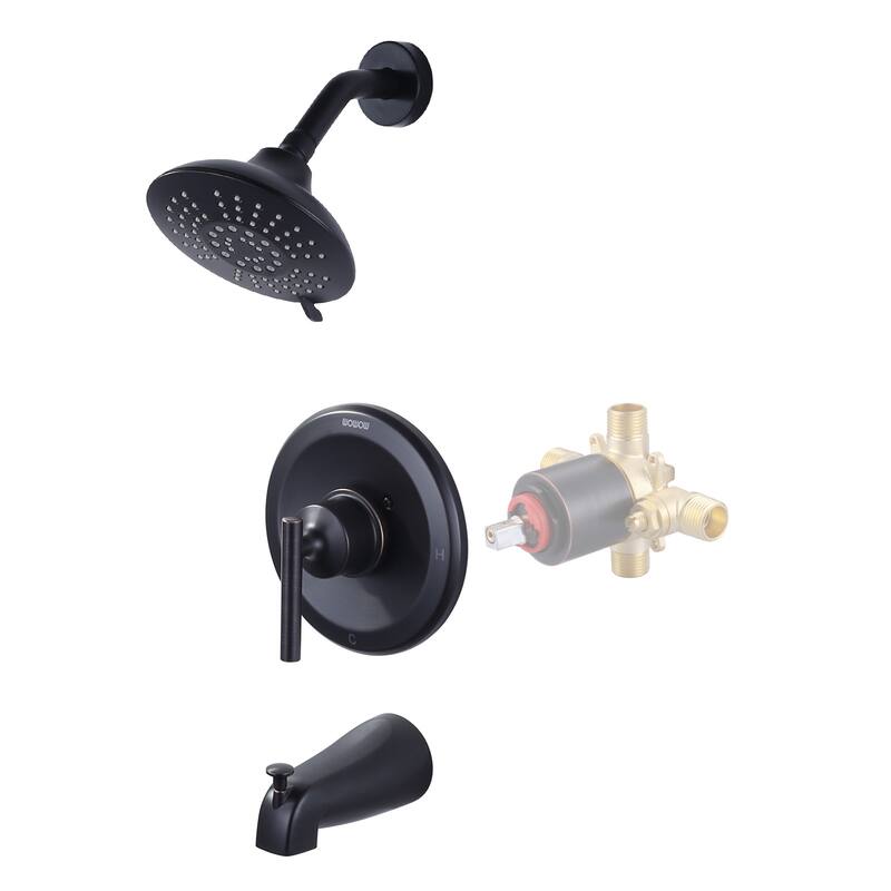 WOWOW Single-Handle 5-Spary Round Shower Faucet with Tub Spout