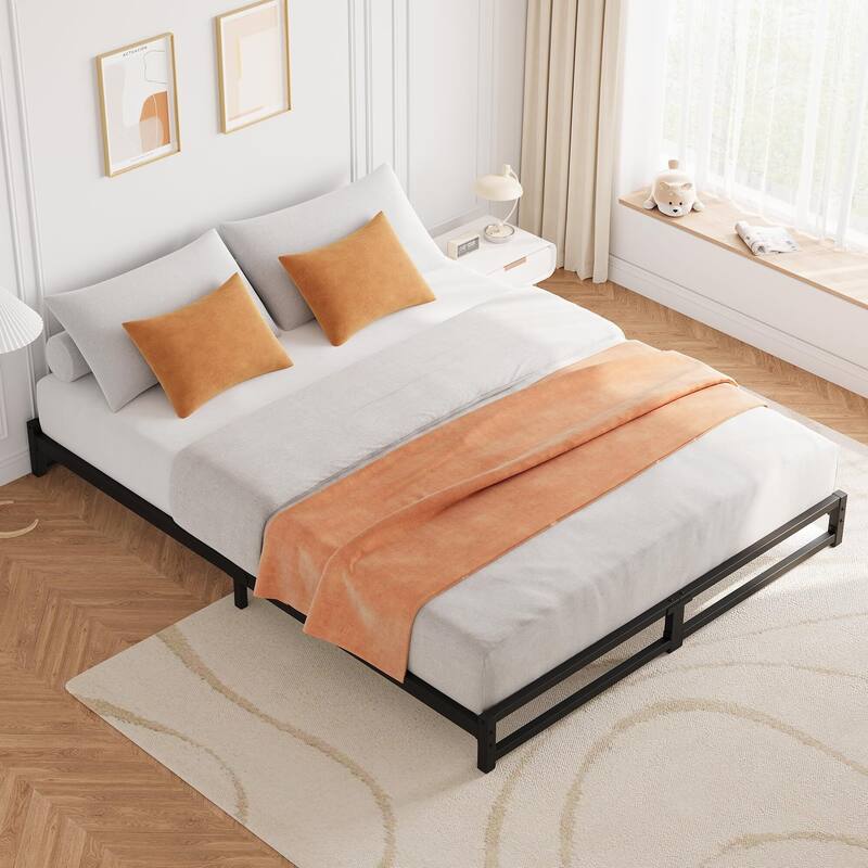 6 Inch Metal Platform Bed Frame with Steel Slat Support