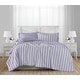 preview thumbnail 2 of 17, The Farmhouse by Rachel Ashwell Wide Ticking Stripe 3 Piece Duvet Cover Set Full - Queen - White/Lavender