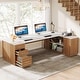preview thumbnail 3 of 42, 85.8" L-Shaped Executive Desk, Extra Large Office Desk with Drawers