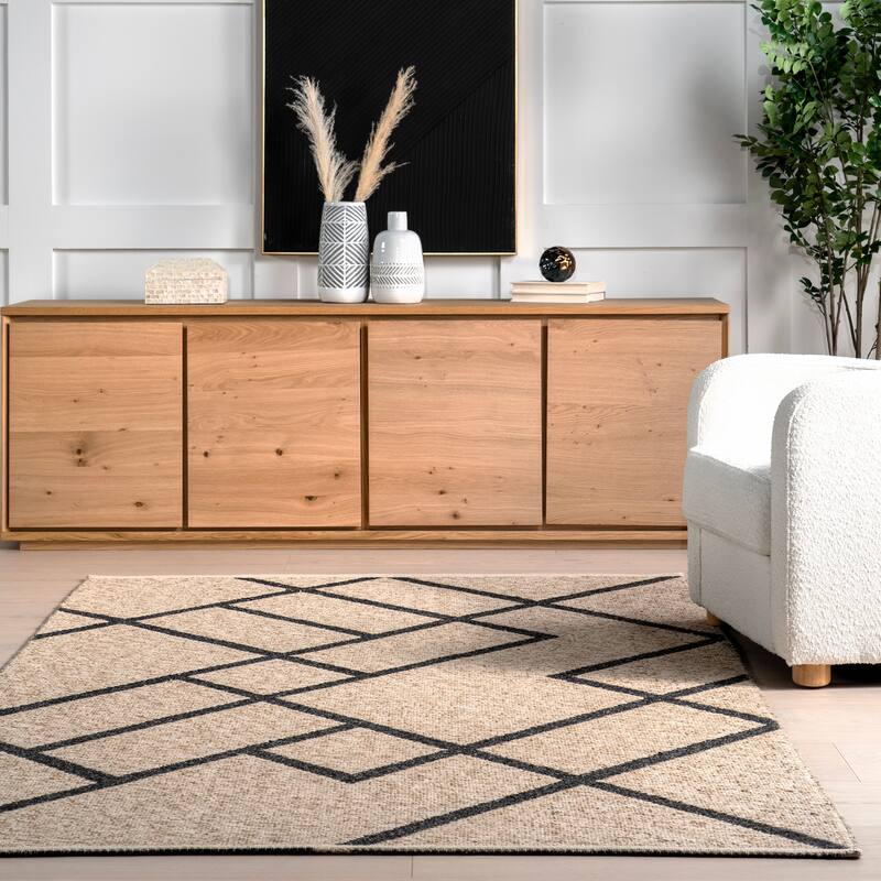 Nuloom Bronte Geometric Reversible Wool Blend Area Rug