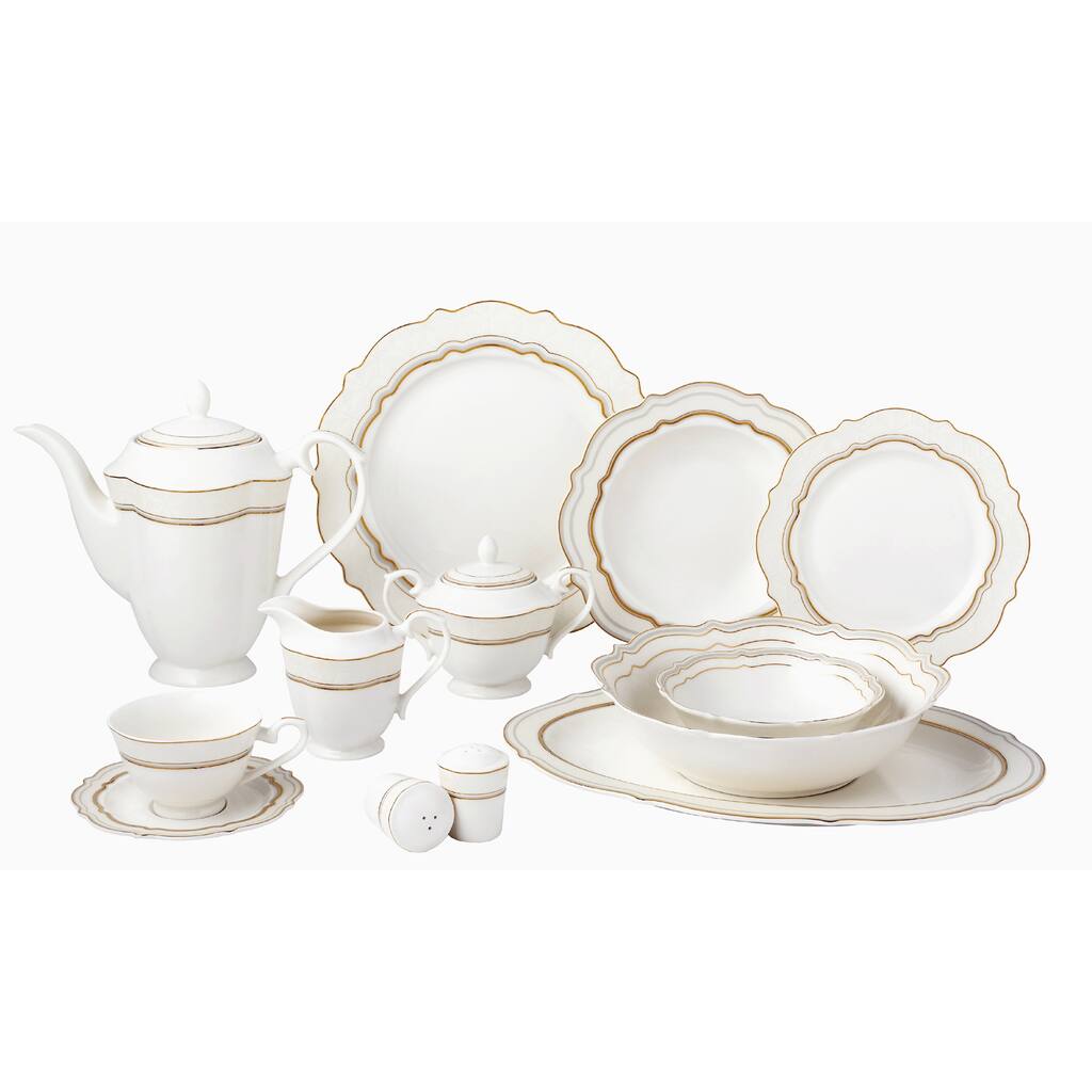 Lorren Home Trends 57 Piece Bone China Charlotte Service for 8