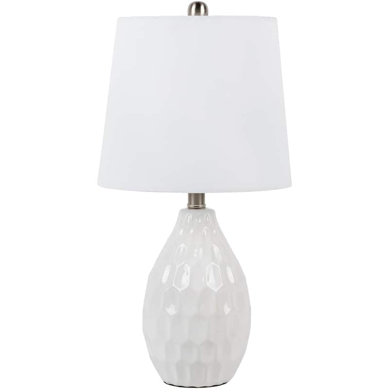 Livabliss Jalen Modern White Ceramic Table Lamp - 22"H x 11"W x 11"D