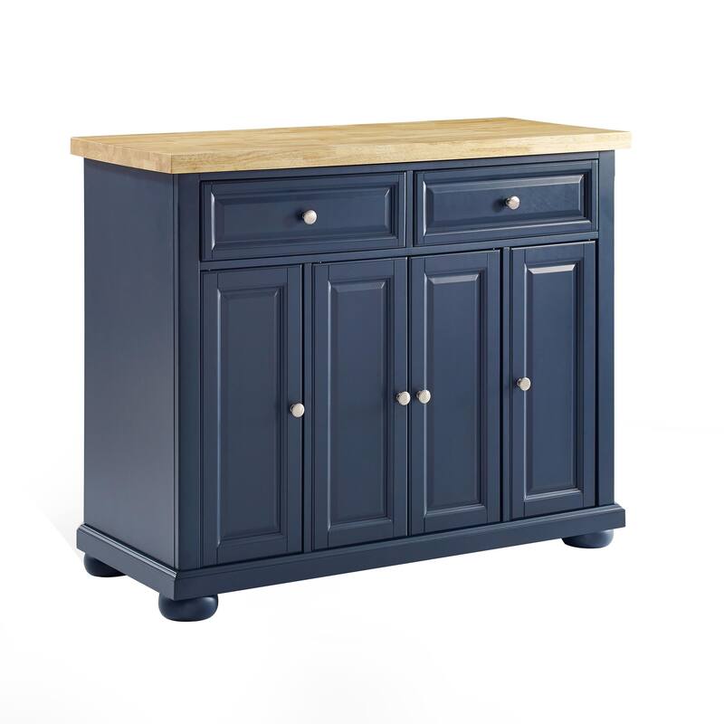 Kitchen Island Cart with Storage - 75 Inch Kitchen Island with Drawers & Cabinets - Mobile Kitchen Island Navy Blue