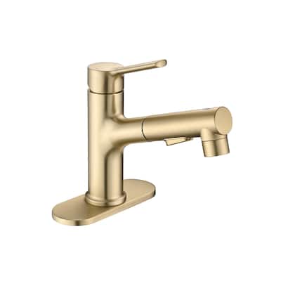 Bathroom Sink Faucet with Pull Out Sprayer, Single Handle Modern Bathroom Basin Faucet with Pop-up Sink Drain Stopper