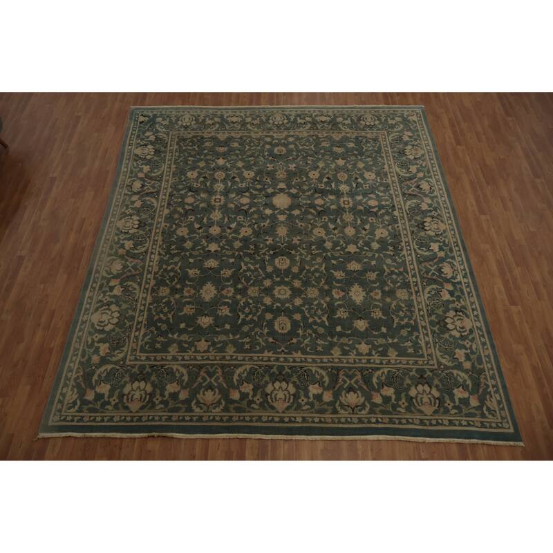 Hand Knotted Oriental 100% Wool Carpet Traditional All-Over Navy Blue & Blues Ziegler Area Rug - 12' 3'' X 10' 10''