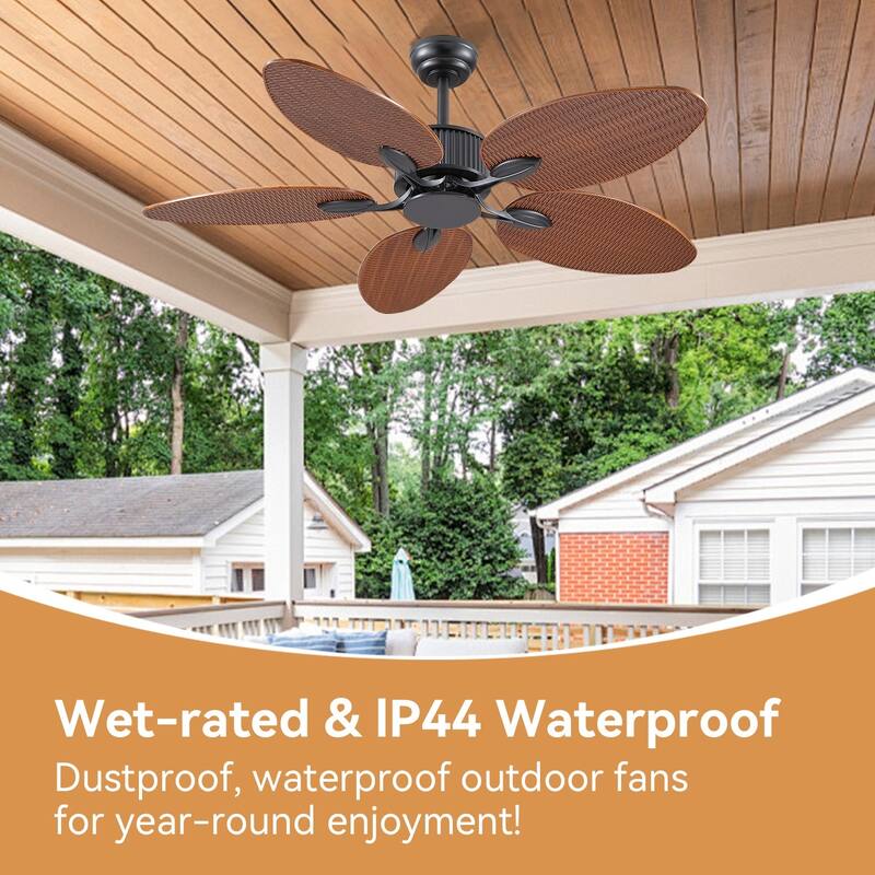 50 Inch Tropical Palm Tropical Indoor/Outdoor Ceiling Fan DC Motor Remote Control - 50 Inches