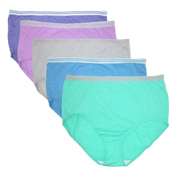 Shop Fruit of the Loom Women's Plus Size Heathered Briefs Underwear (5 ...
