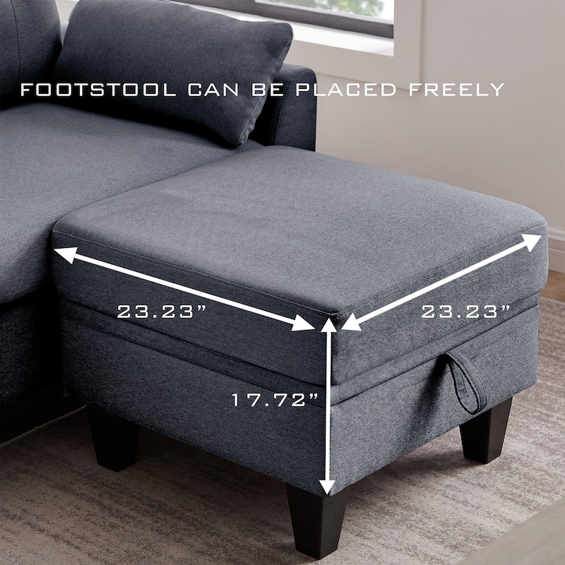 101" Sectional Sofa with Storage Ottoman