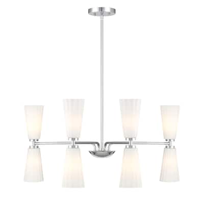 Bellevue SHCH89245 8 Light 32" Wide Chandelier with White Fluted Glass